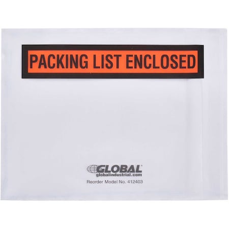 GLOBAL INDUSTRIAL Packing List Envelopes W/Print, 4-1/2L x 5-1/2W, Orange, 1000PK 412403